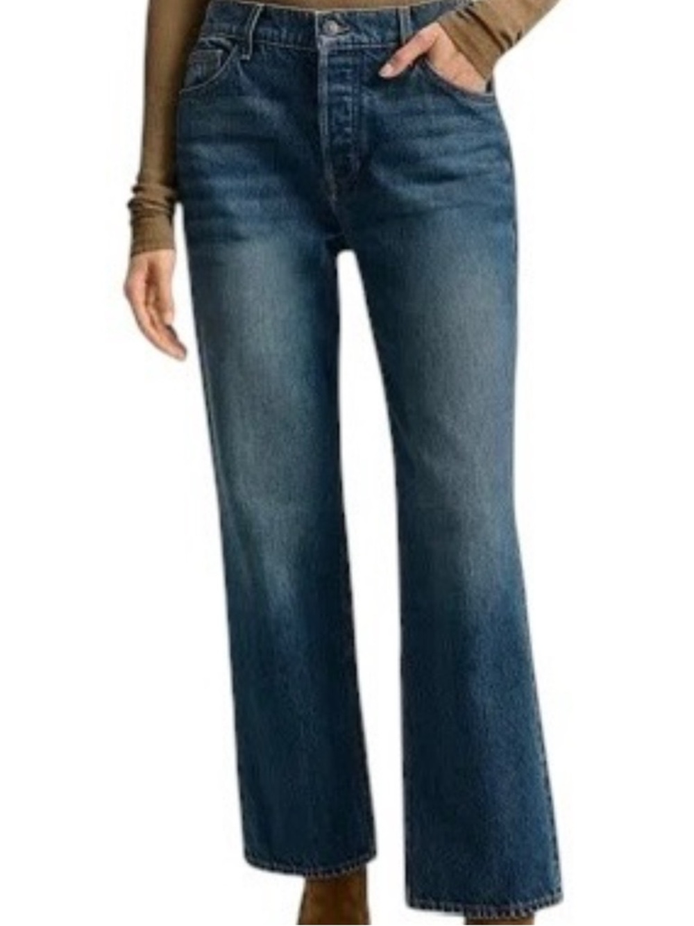 NWT Veronica Beard Leah Stretch Denim Mid-Rise Straight leg Jeans, Size 27 (4)